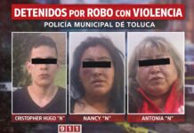 ASEGURA POLICÍA DE TOLUCA A TRES PERSONAS POR ROBO CON VIOLENCIA