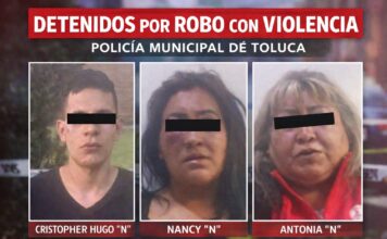 ASEGURA POLICÍA DE TOLUCA A TRES PERSONAS POR ROBO CON VIOLENCIA